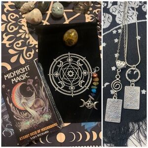 Midnight Magic: A Tarot Deck of Mushrooms DELUXE BUNDLE w Tarot NECKLACE & More!